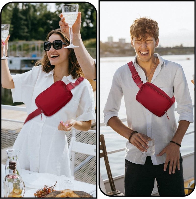 Joysoda Fanny Pack,Belt Bag,40 Inch Asjustable Strap Everywhere Belt Bag,for Women and Men Red Wine - Image 3